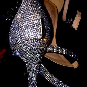 Brand: Shoe Land Size: 7 Color: Black with diamond’s Black Glimmering Heels.